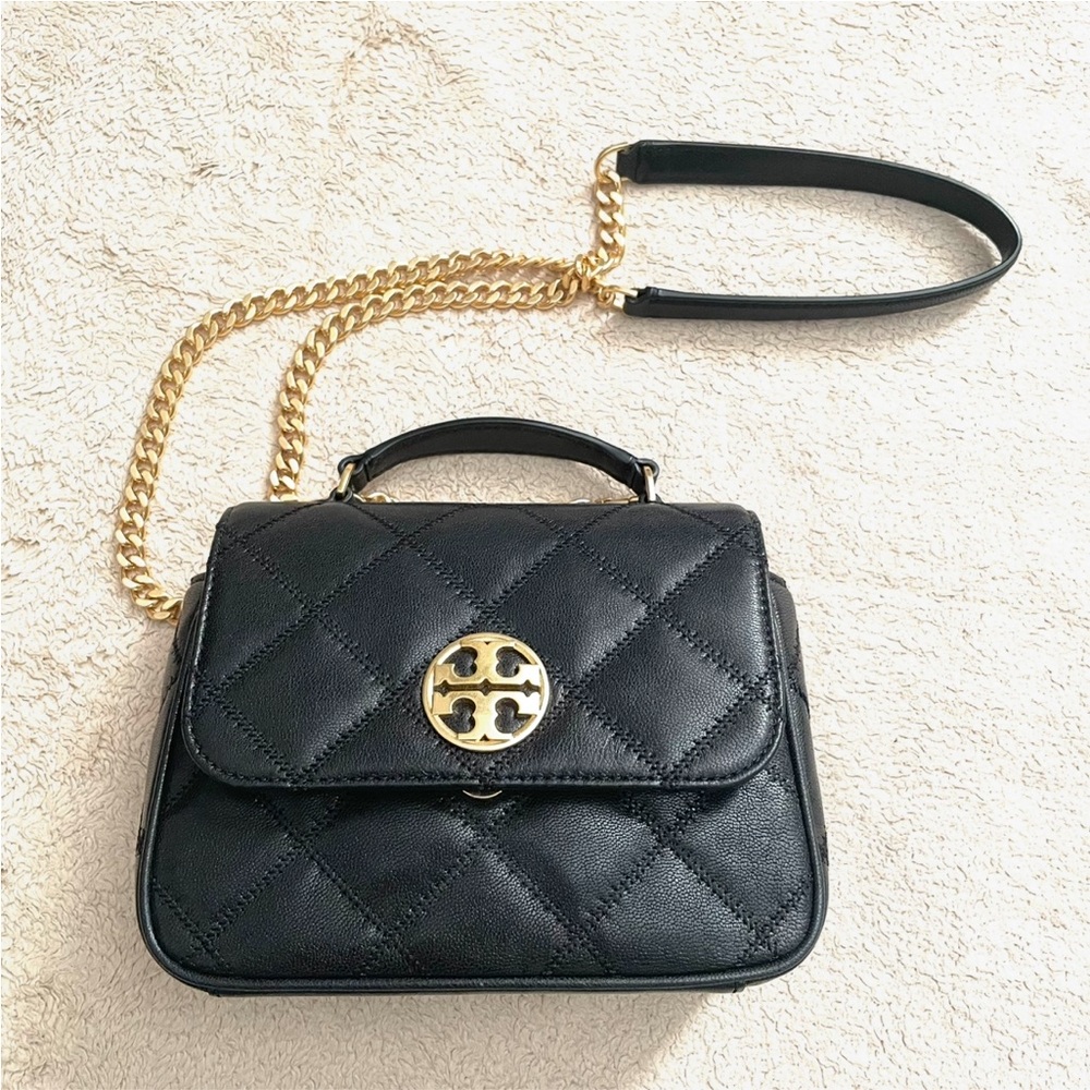 Tory Burch Willa Black Quilted Leather Small Bag
